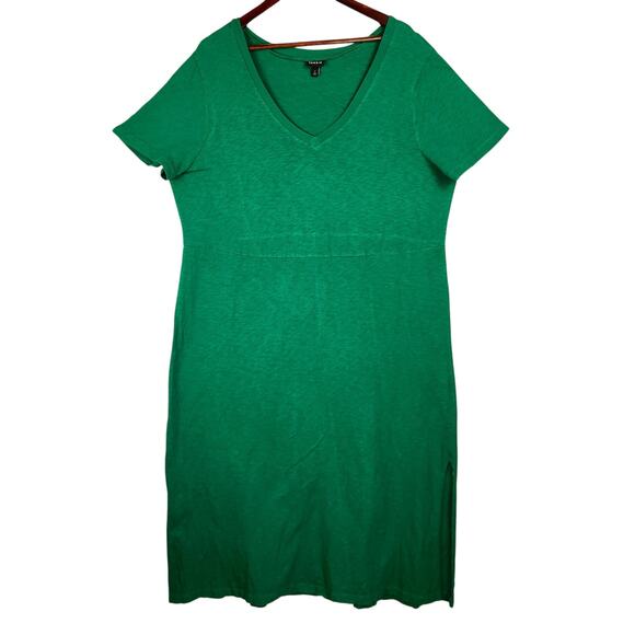 Torrid Midi Cotton Slub Cotton Dress Women's SZ 2X Green V-Neck Comfy EUC - Picture 1 of 15